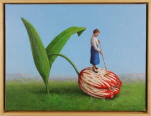 Ikebana V (Spring Cleaning), oil on canvas in artist's frame, 14x18 inches, 2023 - Private collection
