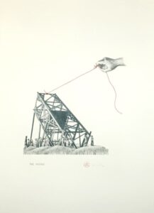 The Rising - graphite, thread on paper, 50x70 cm, 2010 - Private collection