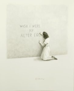 Wish I Were My Alter Ego - graphite and watercolour on paper, 17x13 inches, 2013