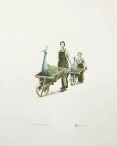 On Our Way to the Market - graphite and watercolour on paper, 40x50 cm, 2012 - Private Collection