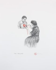 The Healing - Graphite, thread on paper, 40x50 cm, 2011 - Private Collection